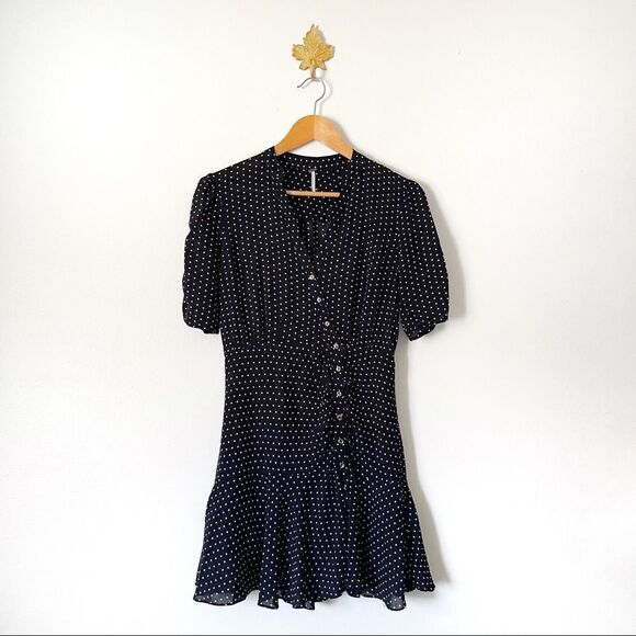 Free People Pippa Polka Dot Button Mini dress NWOT size XS - Picture 1 of 7